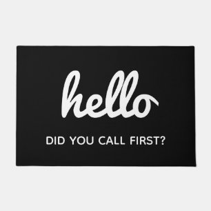 Funny Humour Hello Black and White Fußmatte
