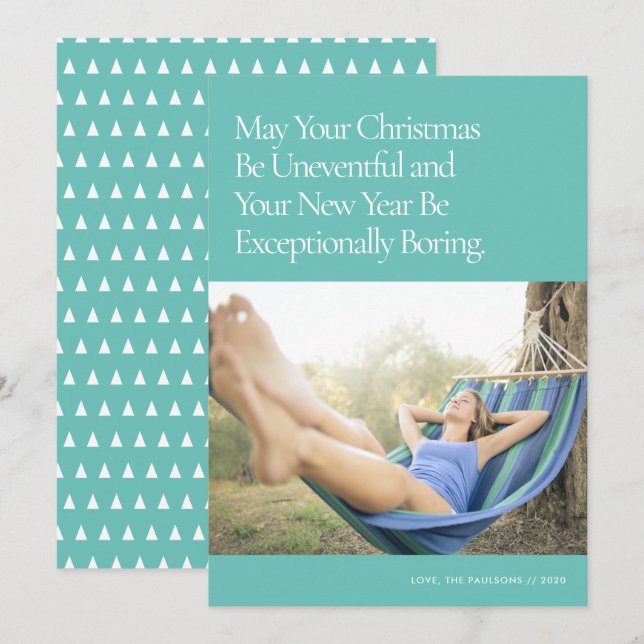 Funny Humour Modern Minimal Holiday Foto Card Einladung (Vorne/Hinten)
