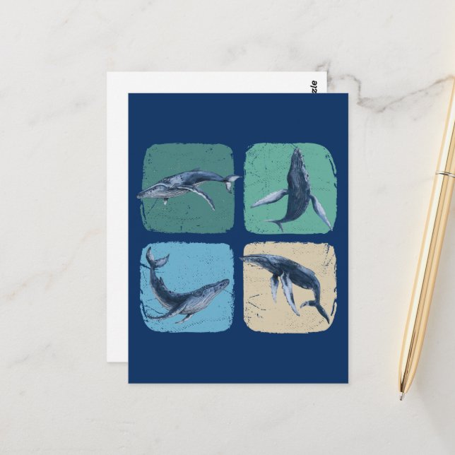 Funny Humpback Whale Watching Postkarte (Vorderseite/Rückseite Beispiel)