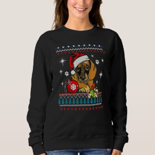Funny Hund Dackel Weihnachtsmannmütze Ugly Christm Sweatshirt