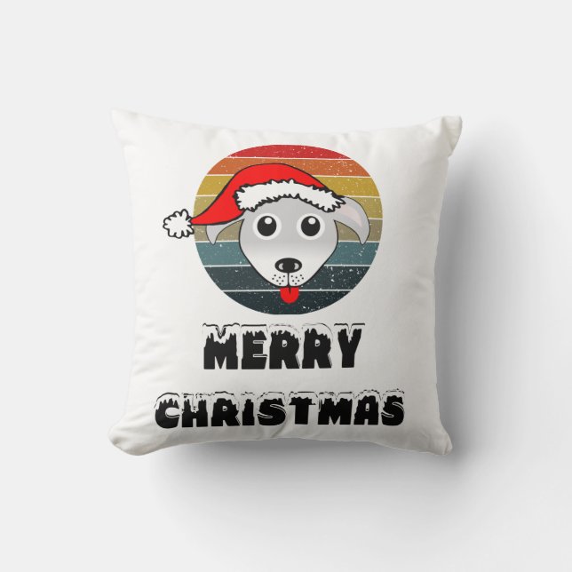 Funny Hund Gesicht grauen Cartoon mit Santa Claus  Kissen (Vorderseite)