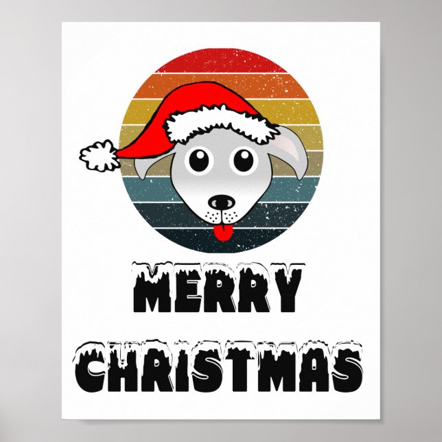 Funny Hund Gesicht grauen Cartoon mit Santa Claus  Poster (Vorne)
