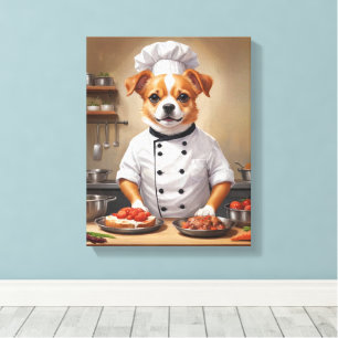 Funny Hund Koch Kochen Essen Niedliche Haustiere Leinwanddruck