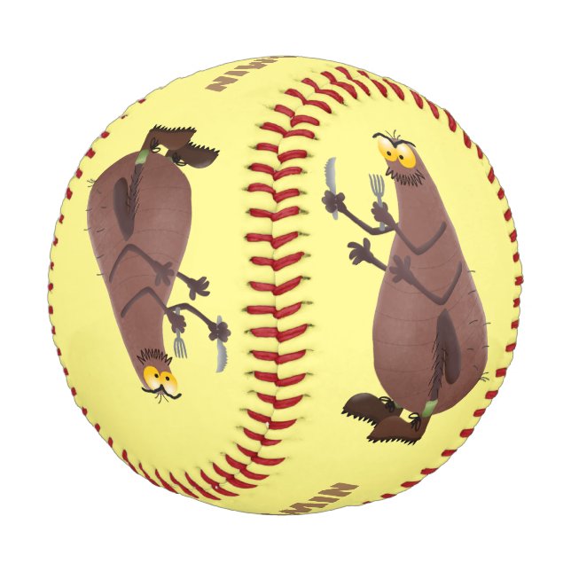 Funny hungrig hässlich flehe Cartoon Baseball (Schrägansicht)