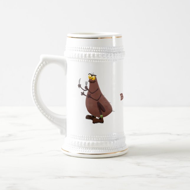 Funny hungrig hässlich flehe Cartoon Bierglas (Links)