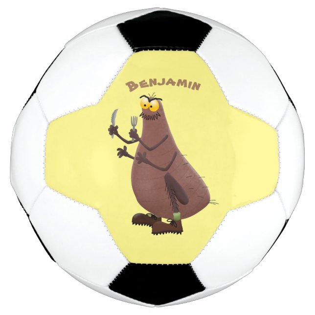 Funny hungrig hässlich flehe Cartoon Fußball (Vorderseite)