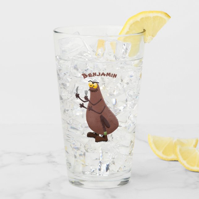 Funny hungrig hässlich flehe Cartoon Glas (Rückseite Ice)
