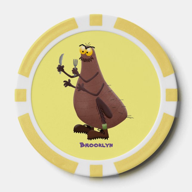 Funny hungrig hässlich flehe Cartoon Pokerchips (Vorderseite)