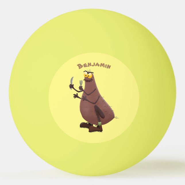 Funny hungrig hässlich flehe Cartoon Tischtennisball (Vorderseite)