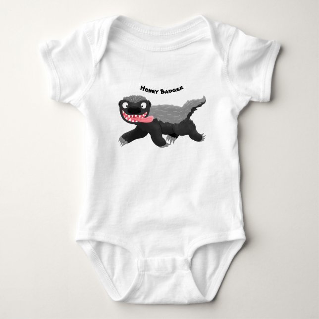 Funny hungrig Honigbadger Cartoon Illustration Baby Strampler (Vorderseite)