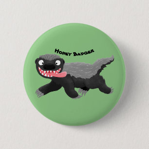 Funny hungrig Honigbadger Cartoon Illustration Button