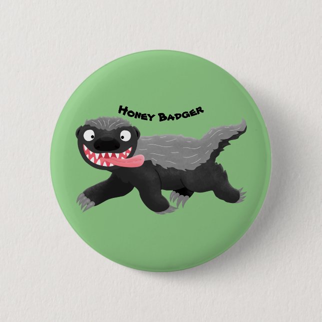 Funny hungrig Honigbadger Cartoon Illustration Button (Vorderseite)