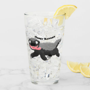 Funny hungrig Honigbadger Cartoon Illustration Glas