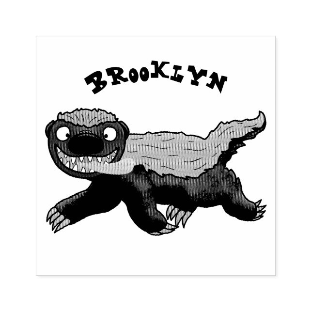 Funny hungrig Honigbadger Cartoon Illustration Gummistempel (Prägung)
