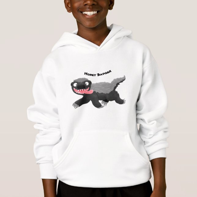 Funny hungrig Honigbadger Cartoon Illustration Hoodie (Vorderseite)