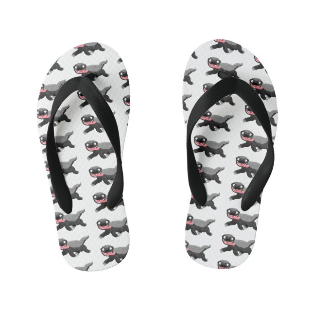 Funny hungrig Honigbadger Cartoon Illustration Kinderbadesandalen (Fußbett)