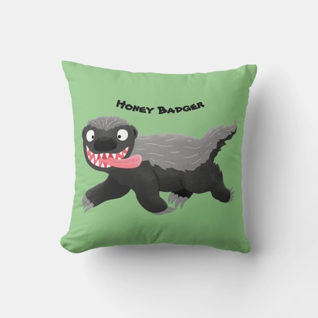 Funny hungrig Honigbadger Cartoon Illustration Kissen (Vorderseite)