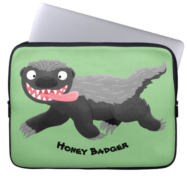 Funny hungrig Honigbadger Cartoon Illustration Laptopschutzhülle (Vorderseite)