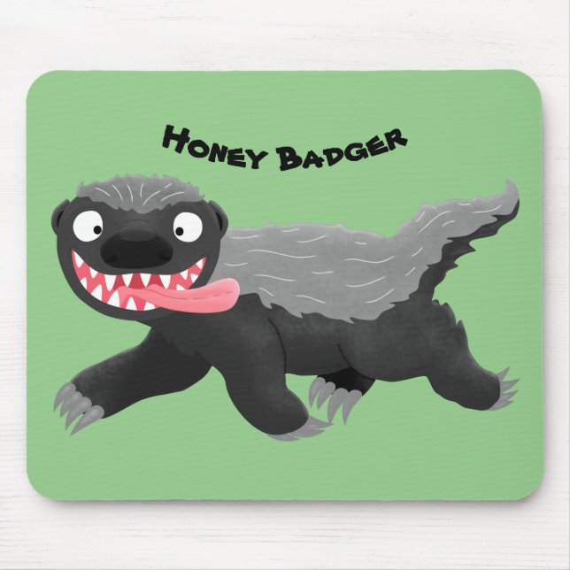 Funny hungrig Honigbadger Cartoon Illustration Mousepad (Vorne)