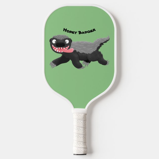 Funny hungrig Honigbadger Cartoon Illustration Pickleball Schläger (Vorderseite)