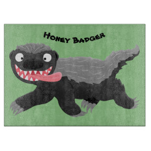 Funny hungrig Honigbadger Cartoon Illustration Schneidebrett