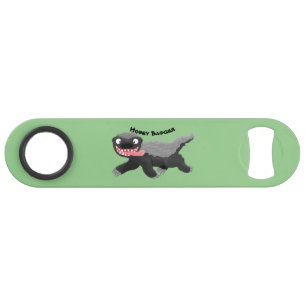 Funny hungrig Honigbadger Cartoon Illustration Speed Flaschenöffner