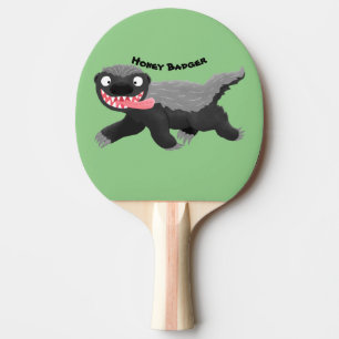 Funny hungrig Honigbadger Cartoon Illustration Tischtennis Schläger