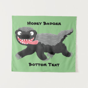 Funny hungrig Honigbadger Cartoon Illustration Wandteppich