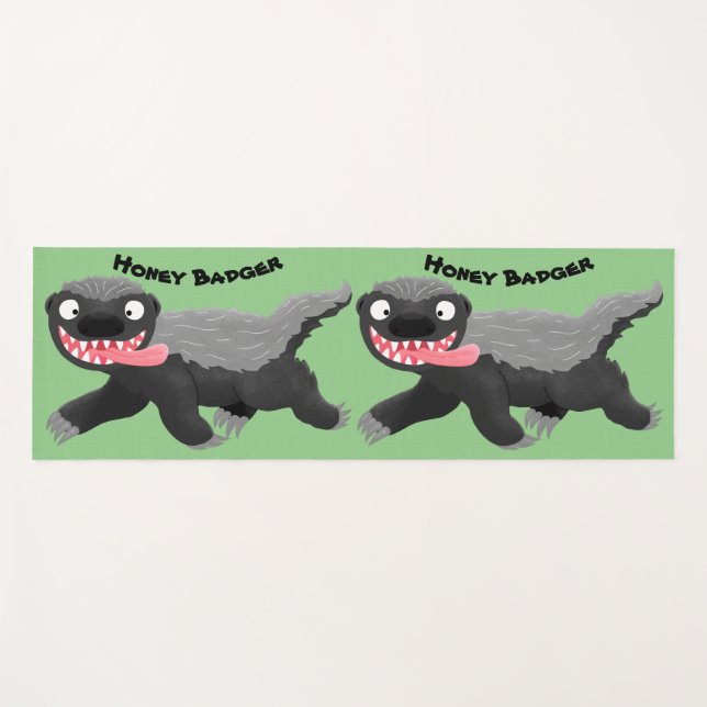 Funny hungrig Honigbadger Cartoon Illustration Yogamatte (Vorderseite (Horizontal))