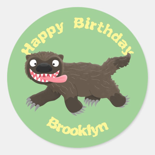 Funny hungrig Wolverine Cartoon Classic Roun Runder Aufkleber (Vorderseite)