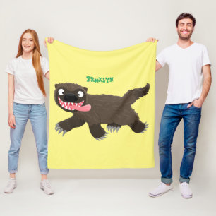 Funny hungrig Wolverine tierischer Cartoon Fleecedecke