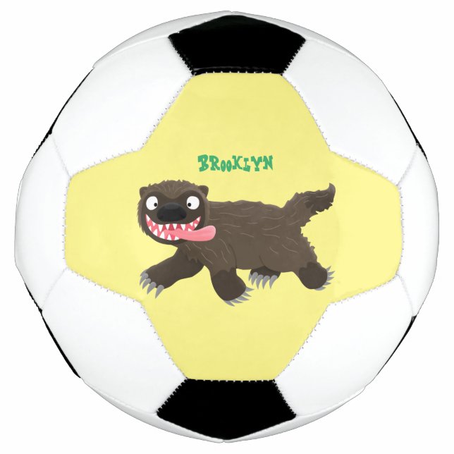 Funny hungrig Wolverine tierischer Cartoon Fußball (Vorderseite)