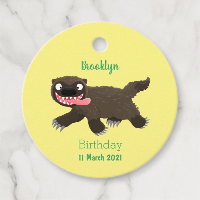 Funny hungrig Wolverine tierischer Cartoon Geschenkanhänger (Vorderseite)