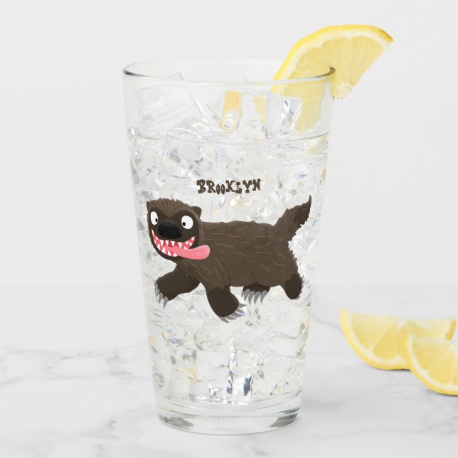 Funny hungrig Wolverine tierischer Cartoon Glas (Rückseite Ice)