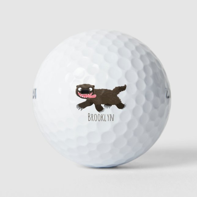 Funny hungrig Wolverine tierischer Cartoon Golfball (Vorderseite)