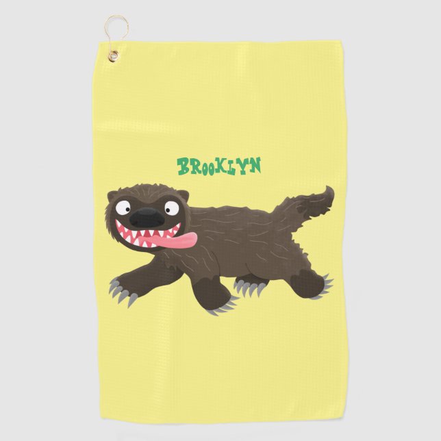 Funny hungrig Wolverine tierischer Cartoon Golfhandtuch (Vorderseite)