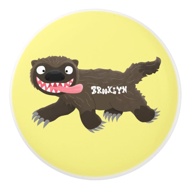 Funny hungrig Wolverine tierischer Cartoon Keramikknauf (Vorderseite)