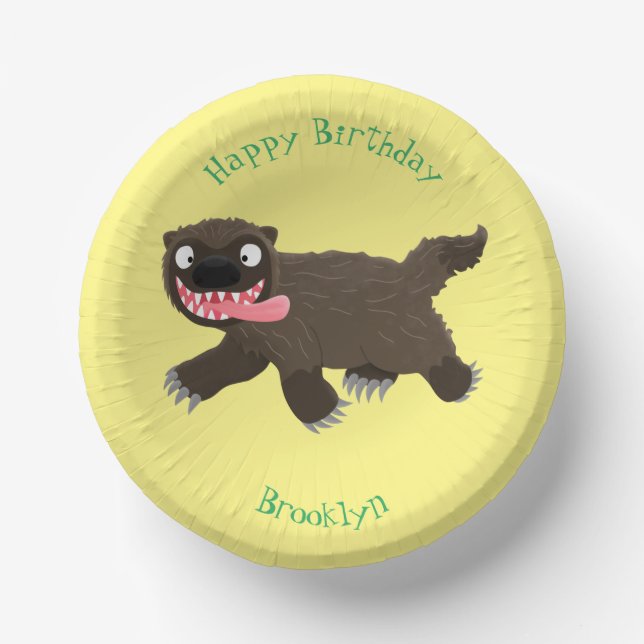 Funny hungrig Wolverine tierischer Cartoon Pappteller (Vorderseite)