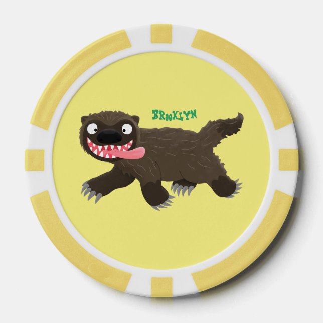 Funny hungrig Wolverine tierischer Cartoon Pokerchips (Vorderseite)