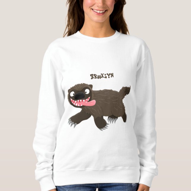 Funny hungrig Wolverine tierischer Cartoon Sweatshirt (Vorderseite)