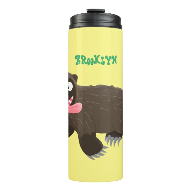Funny hungrig Wolverine tierischer Cartoon Thermosbecher (Vorderseite)