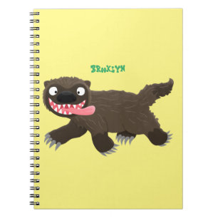 Funny hungry wolverine animal cartoon notizblock