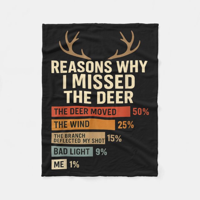 Funny Hunter Reasons Why I Missed The Deer Hunting Fleecedecke (Vorderseite)