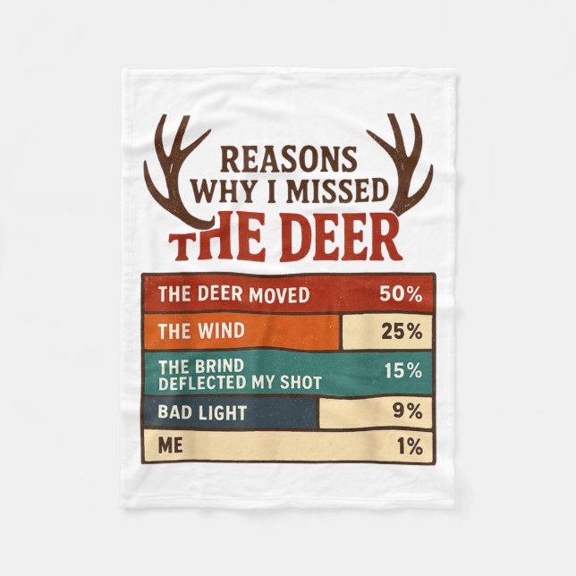 Funny Hunter Reasons Why I Missed The Deer Hunting Fleecedecke (Vorderseite)