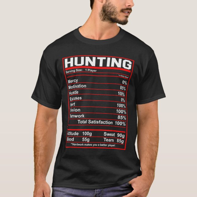 Funny Hunting Nutrition Facts Deer Elk Hunter T-Shirt (Vorderseite)