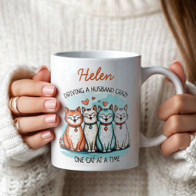 Funny Husband Cat Lady Personalisiert Kaffeetasse (Von Creator hochgeladen)