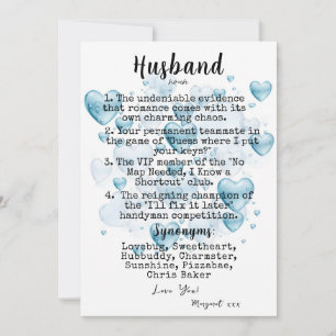 Funny Husband Definition Flat Holiday Card Feiertagskarte