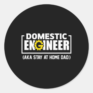 Funny Husband Ingenieur Bleibe auf Zuhause Vater F Runder Aufkleber
