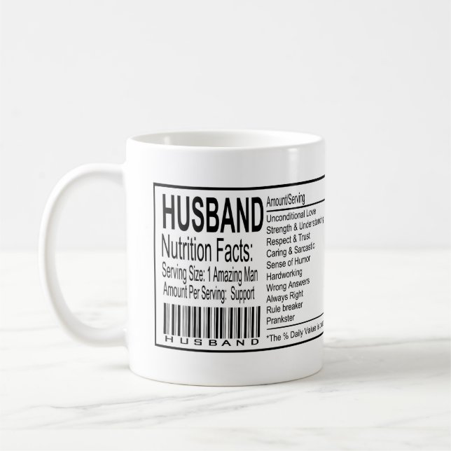 Funny Husband Nutrition Fakten Kaffeetasse (Links)