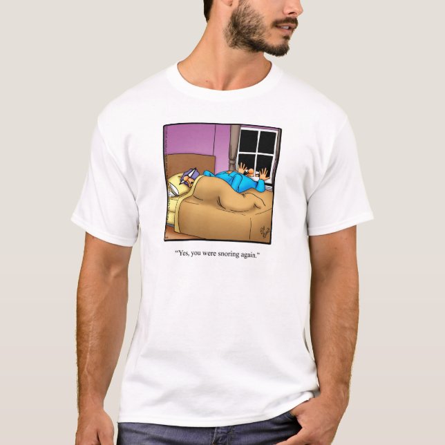 Funny "Husband Snoring" Spaß Tee Shirt (Vorderseite)